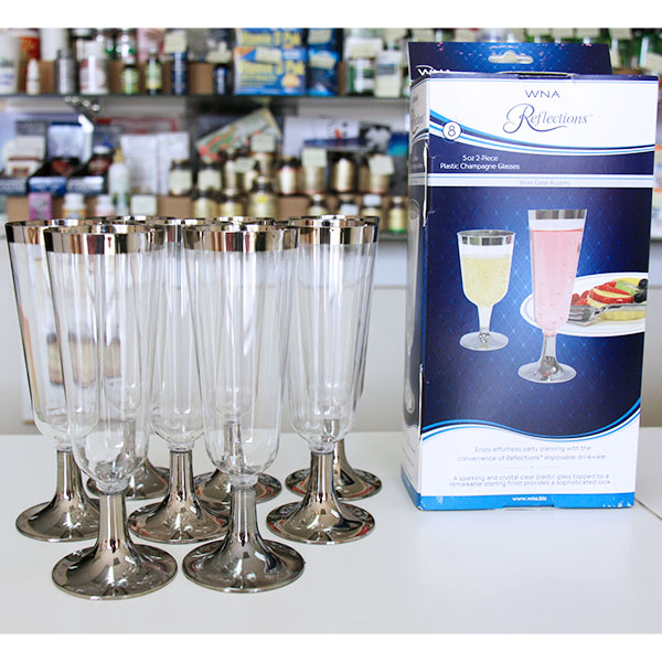 WNA Reflections Plastic Champagne Glasses 5 oz, 8 Glasses