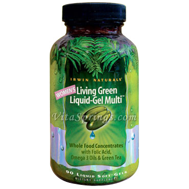 Womens Living Green Liquid-Gel Multi, 90 Liquid Soft-Gels, Irwin Naturals