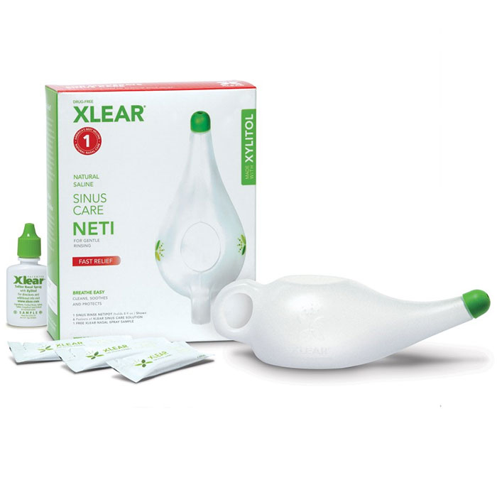 Xlear Sinus Care Neti Pot with Xylitol & Saline Solution, 1 Kit (Xclear)