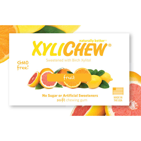 XyliChew Sugar Free Chewing Gum, Fruit, 60 Pieces