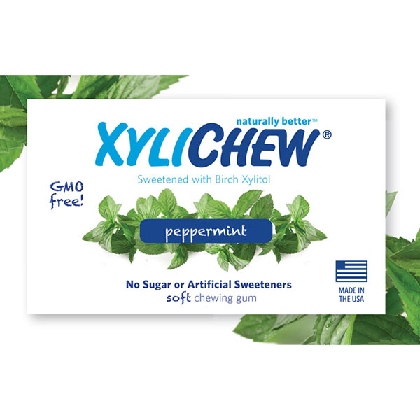 XyliChew Sugar Free Chewing Gum, Peppermint, 60 Pieces