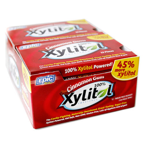 Xylitol Gum, Cinnamon, 12 Pieces x 12 Packs, Epic Dental (Epic Xylitol)