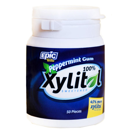 Xylitol Gum, Peppermint, 50 Pieces/Bottle, Epic Dental (Epic Xylitol)