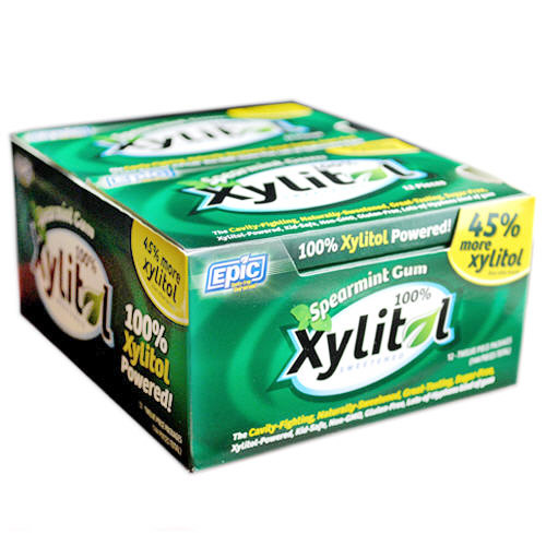 Xylitol Gum, Spearmint, 12 Pieces x 12 Packs, Epic Dental (Epic Xylitol)