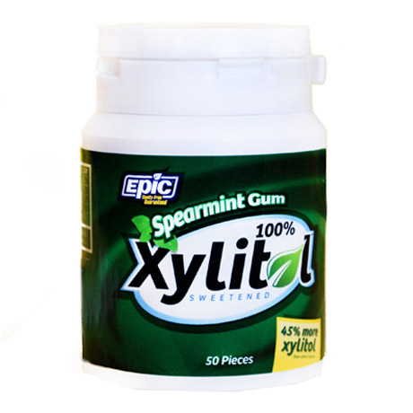 Xylitol Gum, Spearmint, 50 Pieces/Bottle, Epic Dental (Epic Xylitol)