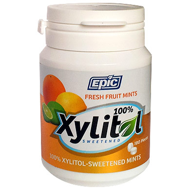 Xylitol Mints, Fresh Fruit, 180 Pieces/Bottle, Epic Dental (Epic Xylitol)