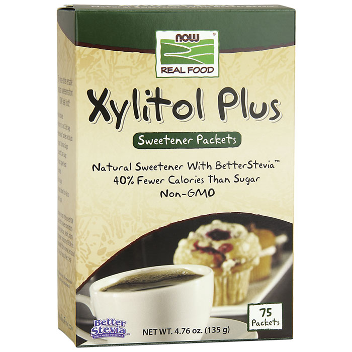 Xylitol Plus Sweetener Packets, With Better Stevia, 75 Packets, NOW Foods