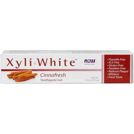 XyliWhite Cinnafresh Toothpaste Gel, with Xylitol, Fluoride-Free, 6.4 oz, NOW Foods