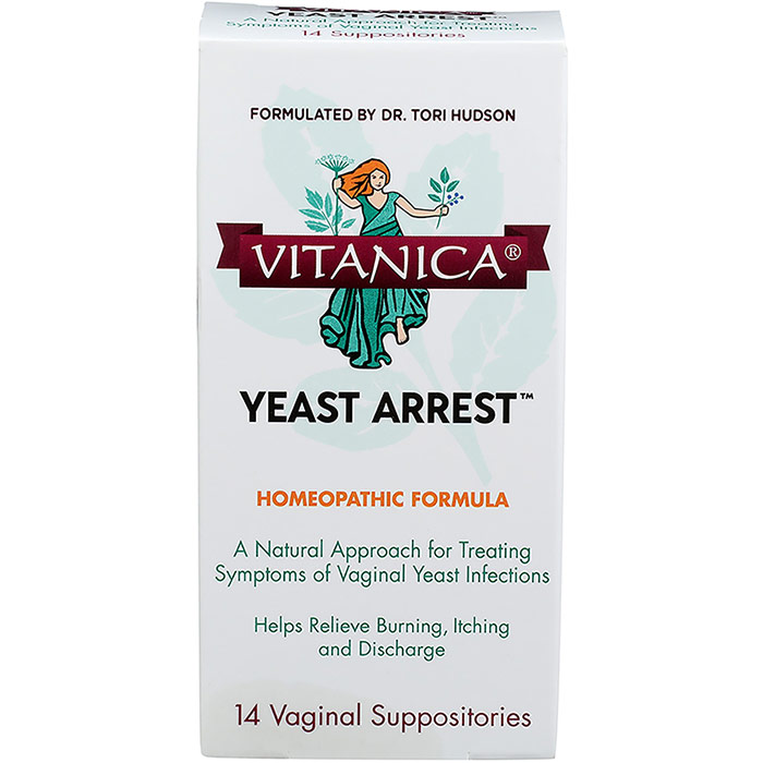 Yeast Arrest, Homeopathic Formula, 14 Vaginal Suppositories, Vitanica