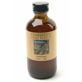 Yohimbe Bark Extract Liquid 4 oz Wild Crafted, StarWest Botanicals