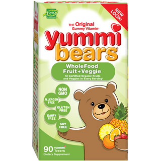 Yummi Bears Wholefood Fruit + Veggie, 90 Gummy Bears, Hero Nutritionals