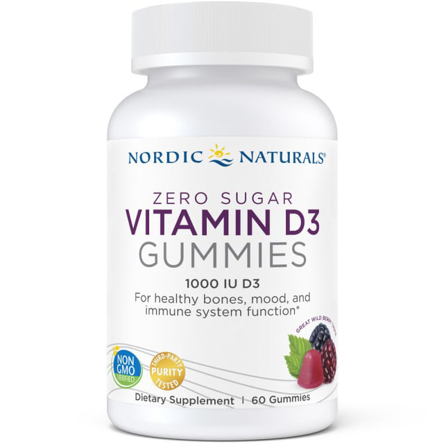 Zero Sugar Vitamin D3 Gummies, 60 Gummies, Nordic Naturals