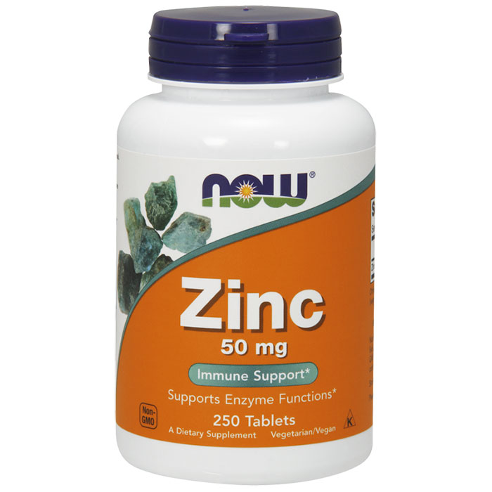 Zinc 50mg 250 Tabs, NOW Foods