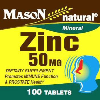 Zinc 50 mg, 100 Tablets, Mason Natural