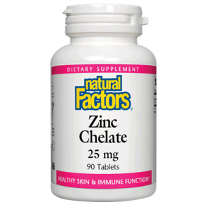 Zinc Chelate 25mg 90 Tablets, Natural Factors