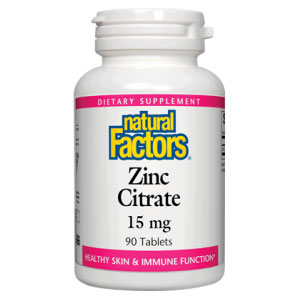 Zinc Citrate 15mg 90 Tablets, Natural Factors