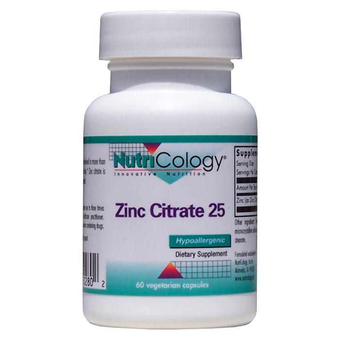 NutriCology/Allergy Research Group Zinc Citrate 25mg 60 caps from NutriCology
