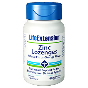 Zinc Lozenges, Natural Citrus-Orange Flavor, 60 Vegetarian Lozenges, Life Extension