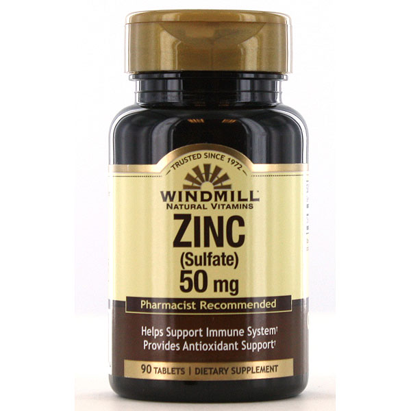 Zinc Sulfate 50 mg, 90 Tablets, Windmill Health Products