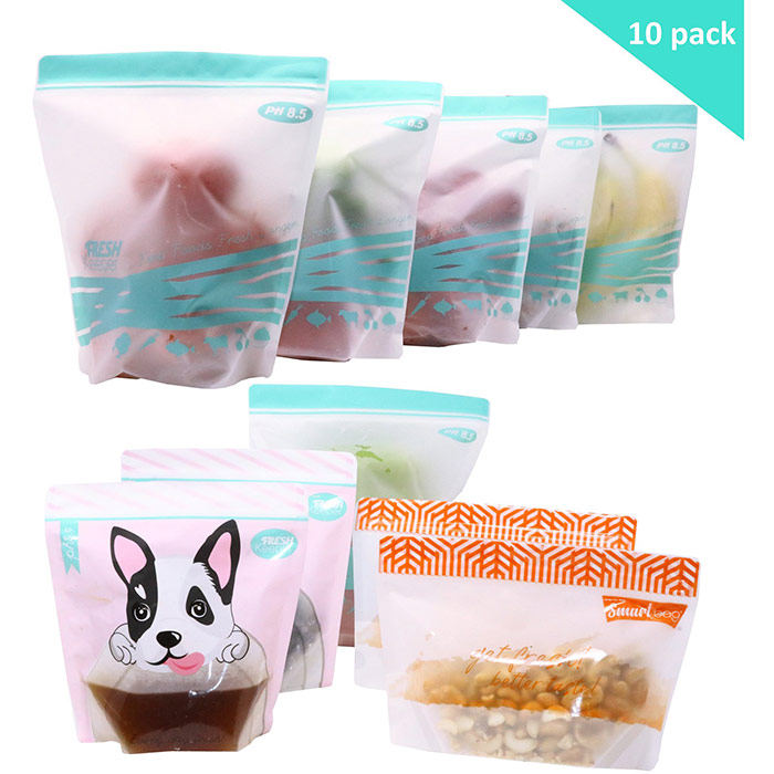 ZipFresh Bag, Reusable Snack, Sandwich, Food Saver Ziplock Storage Bag, 10 pc Set, AltCooking Hub