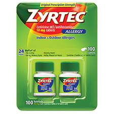 Zyrtec Zyrtec Allergy 24 Hour Relief, Cetirizine HCI 10 mg Antihistamine, 100 Tablets, Indoor & Outdoor Allergies